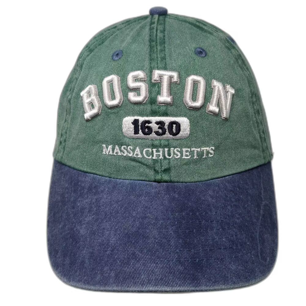 Bay State Apparel Boston Massachusetts Hat Green Blue Baseball Cap OS Adjustable